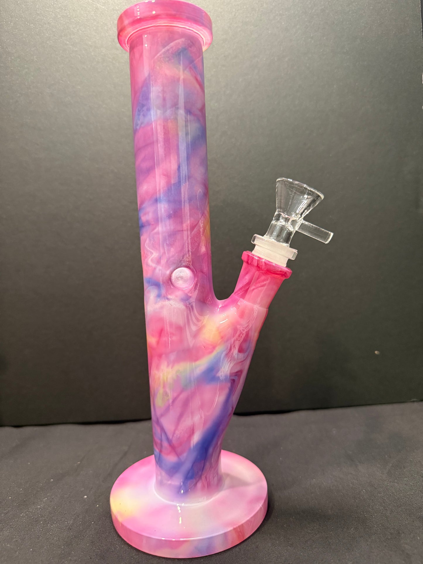 Marbled Straight Tube Glass Water Pipe | 10.75"