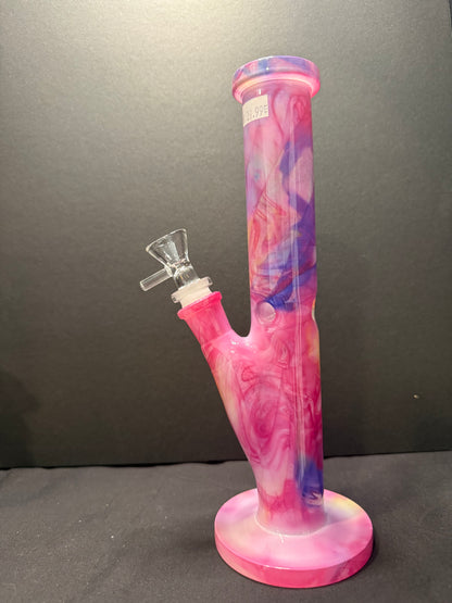 Marbled Straight Tube Glass Water Pipe | 10.75"