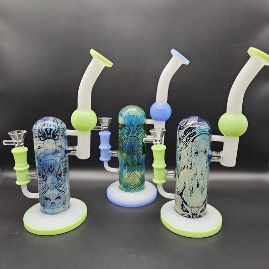 10.5" Designer Glass Sidecar Bubbler - Avernic Smoke Shop