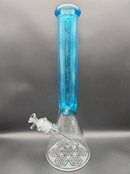 16" Etched Color Tube Beaker Bongs - Avernic Smoke Shop