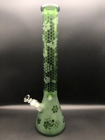 18" Sandblasted Honeycomb Beaker - Avernic Smoke Shop