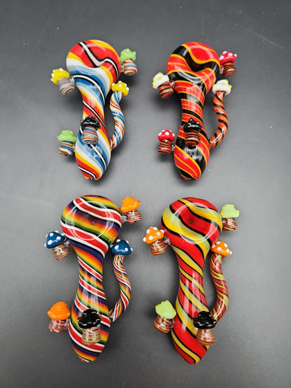 4" Color Spiral Mushroom Spoon Pipes - Avernic Smoke Shop