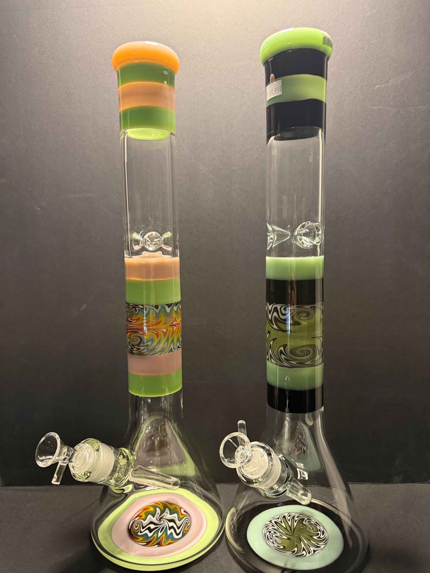 18" Beaker Bong with Multi Worked Sections