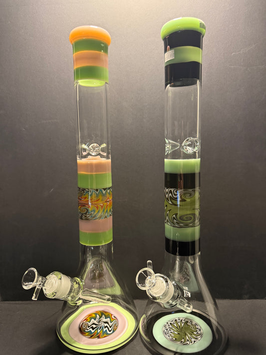 18" Beaker Bong with Multi Worked Sections