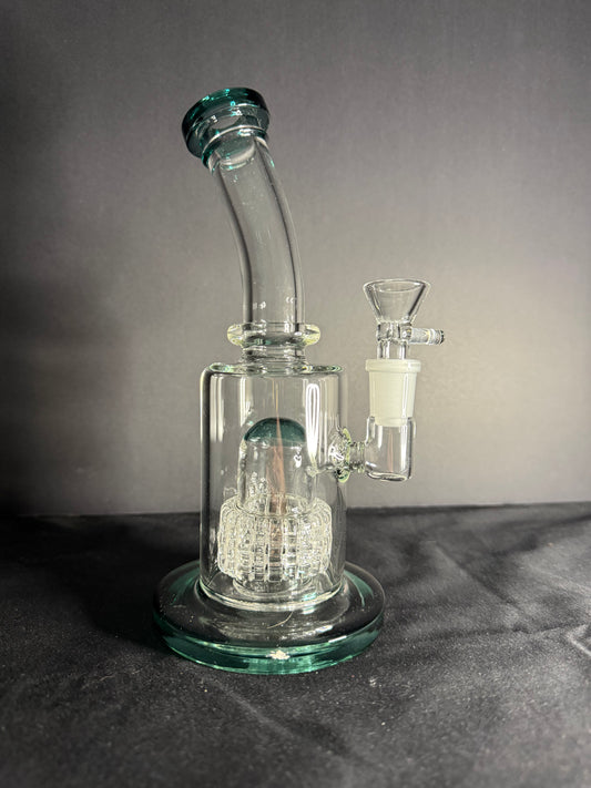 8" Tall 14mm joint Matrix perc Multiple color accents Bent Neck