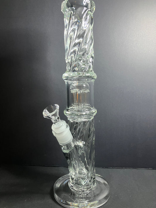Twisted Straight Tube Bong W/ Tree Perc