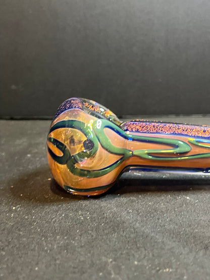 Gold Fumed Dichro Roped Hand Pipe 4.25”