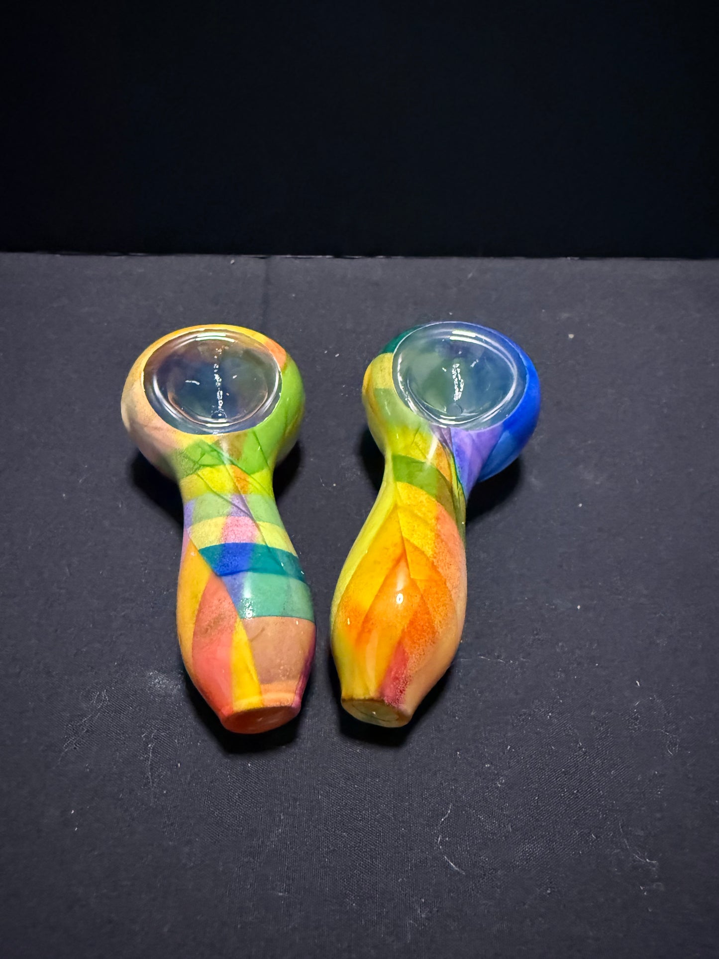 4" Rainbow Print Glass Spoon Pipe