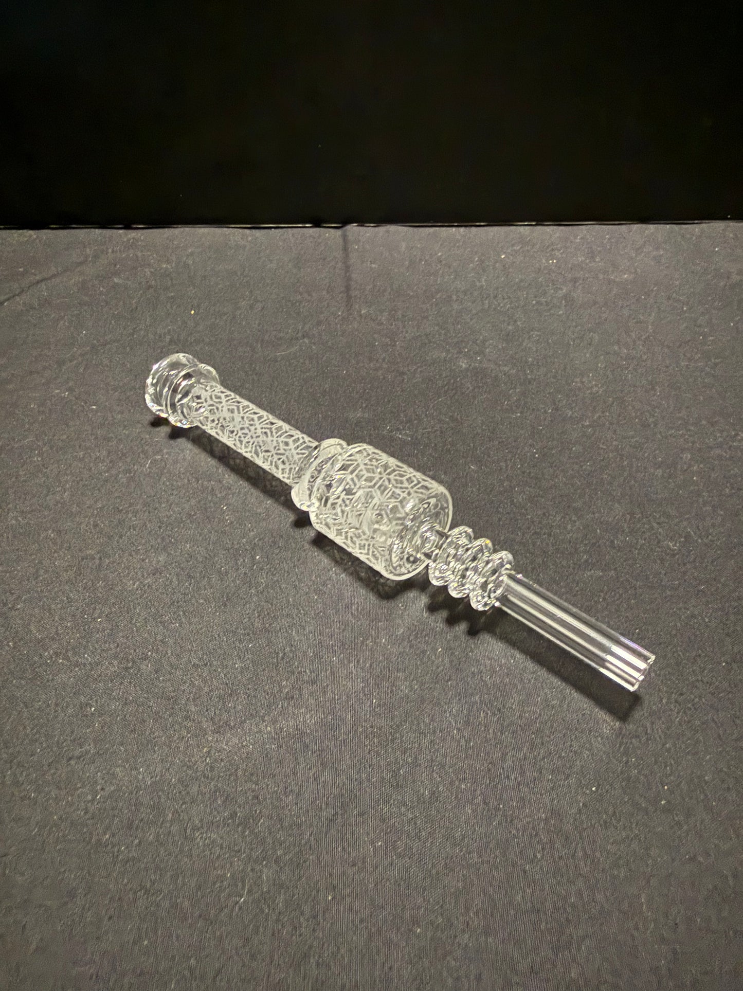 Sandblasted Quartz One Piece Dab Straw