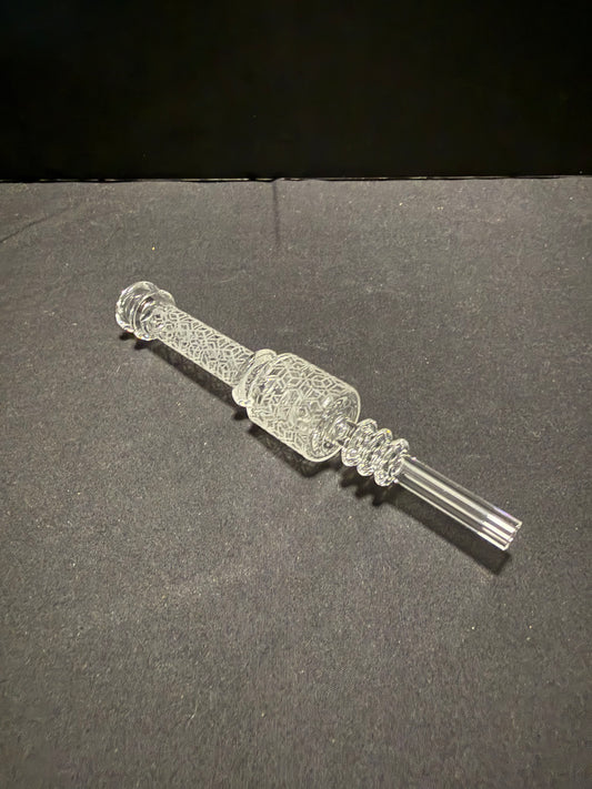 Sandblasted Quartz One Piece Dab Straw