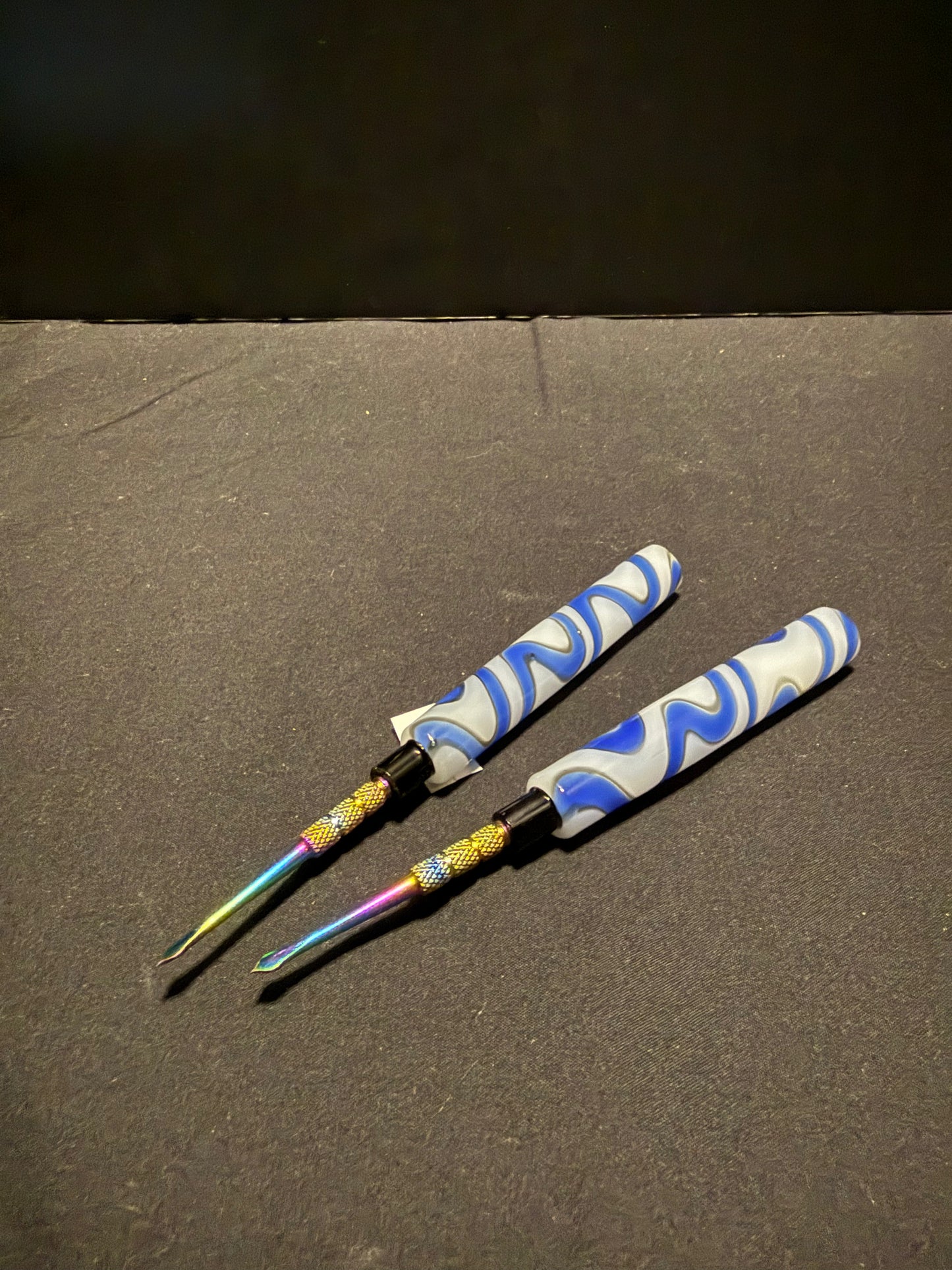 5" Marbled Glass and Metal Dab Tools