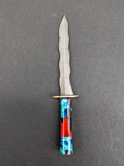 Wavy Sword Damascus Steel Dab Tool 4.25"